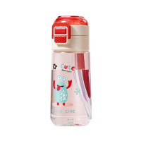 希乐塑料杯480ml便携吸管罂粟红XL-2428-480KT