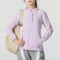 安德玛(Under Armour)外套女装新款运动服梭织连帽透气夹克上衣22500410-100 ZP