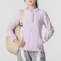 安德玛(Under Armour)外套女装新款运动服梭织连帽透气夹克上衣22500410-100 ZP