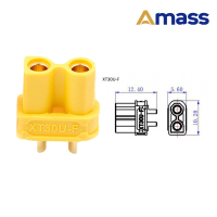 Amass 连接器插头 XT30U-F母头 插头锂电池 航模电机连接器储能 5个装