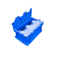 翌嘉 YJ4121729可堆式物流箱塑料周转箱塑料储物箱 翻盖蓝色 300*200*148