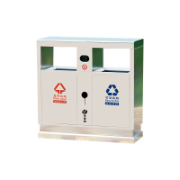 翌嘉 YJ4070404不锈钢分类垃圾箱公共场合环卫果皮箱户外垃圾桶 201不锈钢永康桶原色