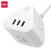 得力(deli) usb魔方无线智能充电插座电源转换器插头插线板插排 18321延长线 1.5米 插座