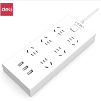 得力(deli) 18284新国标阻燃安全插排USB插孔6组+3U 手机/SUB充电插排总控 2米