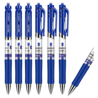 得力(deli)S01中性笔签字笔 0.5mm子弹头经典办公按动笔水笔12支/盒 S01 蓝色