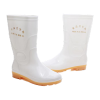 鸣固 男女中高筒食品卫生靴白色雨鞋雨靴防滑耐磨套鞋水鞋水靴耐酸碱油男中筒 白色 41
