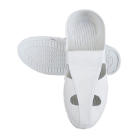 鸣固 防静电鞋 电子工厂男女款车间工作鞋透气 pu四孔鞋 白色43码 MG-ZB-9248