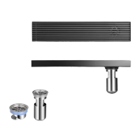 鸣固  枪灰色铜体地漏淋浴两用加厚直排防臭防虫大排量长条地漏 304不锈钢(长地漏8* 80cm 侧排水)