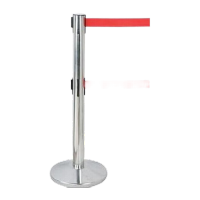 鸣固 一米线栏杆双层隔离带警戒线隔离伸缩带加厚不锈钢栏杆座银行护栏酒店机场围栏杆 不锈钢5米双层