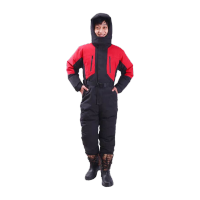 鸣固 低温连体防寒服 连体防冻服工作棉服 红黑羽绒款 3XL MG-ST-2792