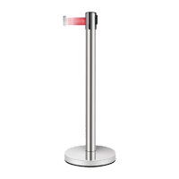 鸣固 不锈钢一米线栏杆 警戒线伸缩带加厚栏杆座银行排队护栏机场围栏杆 加厚加重不锈钢2米线定制 KS997390