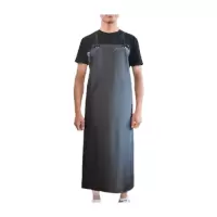 鸣固 防水围裙 PVC双层加厚复合防水防油防污耐酸碱 工业劳保海鲜水产杀鱼厨房黑红无袖款