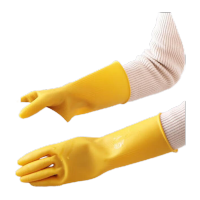 鸣固 乳胶橡胶手套 5双 加厚款 牛筋耐磨洗碗洗衣服清洁防水防滑耐磨 胶皮塑胶均码