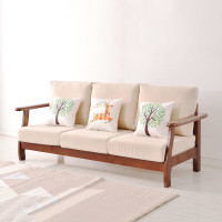 鑫金虎实木沙发小户型木加布艺沙发客厅三人位