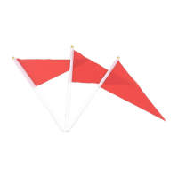 鸣固 8号三角小红旗手摇小彩旗 七色彩旗 指挥裁判旗 塑料杆 14*21cm 大红(100面装)