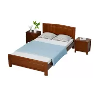 臻远ZY5062704 实木环保漆家具 实木单人床 1.2米含2个床头柜和10cm床垫 胡桃色