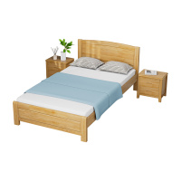 臻远ZY5062712 实木环保漆家具 实木单人床 1.2米含2个床头柜和10cm床垫 原木色
