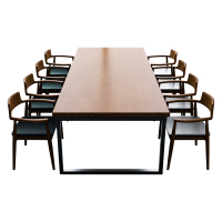 臻远ZY5041735 会议桌椅洽谈桌长条桌椅实木办公桌椅 2.8米1桌8椅