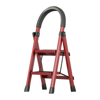 臻远ZY-T134多功能梯子家用折叠梯室内踏板楼梯 红色二步梯