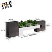 苏宁 金菲罗格 办公家具 户外镀锌板花箱防腐木坐凳座椅组合 花箱花槽300-330CM组合