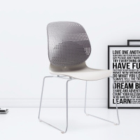 臻远ZY-7833 简约休闲办公椅轻奢铁艺靠背椅 灰背白座