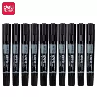得力(deli) S555 大双头粗头多用物流记号笔签字笔 办公文具教学会议笔马克笔 10支/盒 黑色