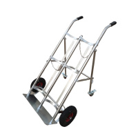 臻远ZY-C14气瓶车不锈钢手推车氧气乙炔瓶手推车 304不锈钢双瓶带支架
