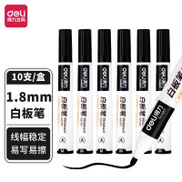 得力(deli) 办公可擦易擦 白板笔 会议教学 黑色顺滑书写 10支/盒 办公用品 6801