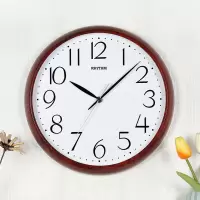 RHYTHM 丽声钟表客厅挂钟现代北欧简约大气时尚创意复音仿木石英时钟CMG578 CMG578NR06