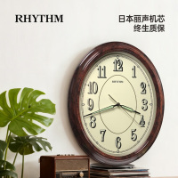 丽声(RHYTHM)日本正品挂钟简约机芯超大尺寸超大字木质原装椭圆形挂钟挂墙钟表 CMG712NR06 39cm