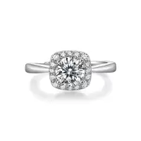 玖钻珠宝 925 银莫桑石戒指 正版小方糖钻戒公主结婚求婚戒指女 R13157