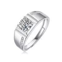 玖钻珠宝经典复古男士爪镶宝石戒指 自戴时尚设计亮点突出R12865-6.5