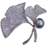 气质银杏叶百搭锆石微镶胸针女西装毛衣大衣胸花个性别针高档礼品