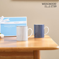 Wedgwood蓝调几何马克杯骨瓷水杯对杯340ml