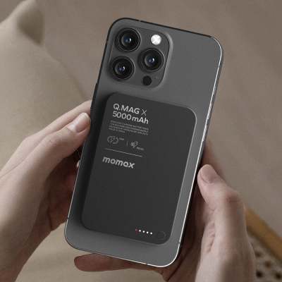摩米士(MOMAX)[3C认证可上飞机]磁吸充电宝超薄无线快充移动电源 PD20W/5000mAh/黑色IP116AD