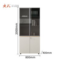 苏宁 质凡 办公家具 简约办公现代文件资料柜木质储物柜 玻璃门800*400*2000mm