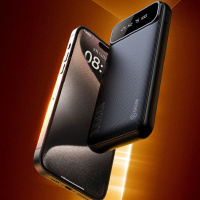 毕亚兹 充电宝20000毫安时自带四线可拆卸 YD5黑