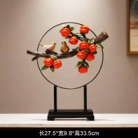 摆件客厅新中式玄关酒柜装饰品开业乔迁新居礼品-万柿如意柿子 长27.5*宽9.8*高33.5cm