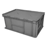 臻远ZY-SNXD-140斜插翻盖物流箱收纳周转箱带盖子 5号箱灰色