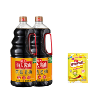 海天 调味品 0添加草菇老抽1.9L×2瓶+海天招牌拌饭酱20g×1包 提鲜炒菜上色