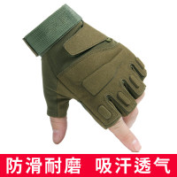 谋福 战术手套 男户外骑行手套 防滑耐磨运动手套 (黑鹰半指绿色)(XL适合手围22-24厘米)