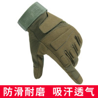 谋福 战术手套 男户外骑行手套 防滑耐磨运动手套(黑鹰长指绿色)(L适合手围20-22厘米)