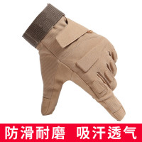 谋福 战术手套 男户外骑行手套 防滑耐磨运动手套(黑鹰长指沙色)(XL适合手围22-24厘米)