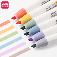 得力S131按动荧光笔 轻胭色系 混色 6支/盒