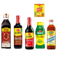 海天 调味组合 香醋500mL+老抽酱油500mL+生抽酱油500mL+蚝油590g+鸡精40g+料酒800ml
