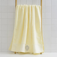 洁丽雅(Grace)222701纯棉抗菌防螨浴巾刺绣高档强吸水柔软加厚加大浴巾 米白色 800g