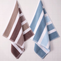 洁丽雅(Grace)6447小毛巾2条装纯棉中巾强吸水舒适面巾62*31cm 兰色+棕色 68g