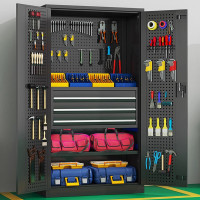 中伟(ZHONGWEI)工厂储物柜 地下车位防潮柜 重型铁皮柜内四层带挂板一抽 灰色