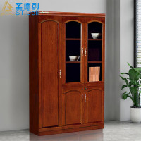 圣德列书柜文件柜油漆实木贴皮办公资料档案柜储物柜三门