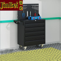 锦北汽修工具车移动工具柜多功能工具箱 标配[黑色]五抽工具车+挂板